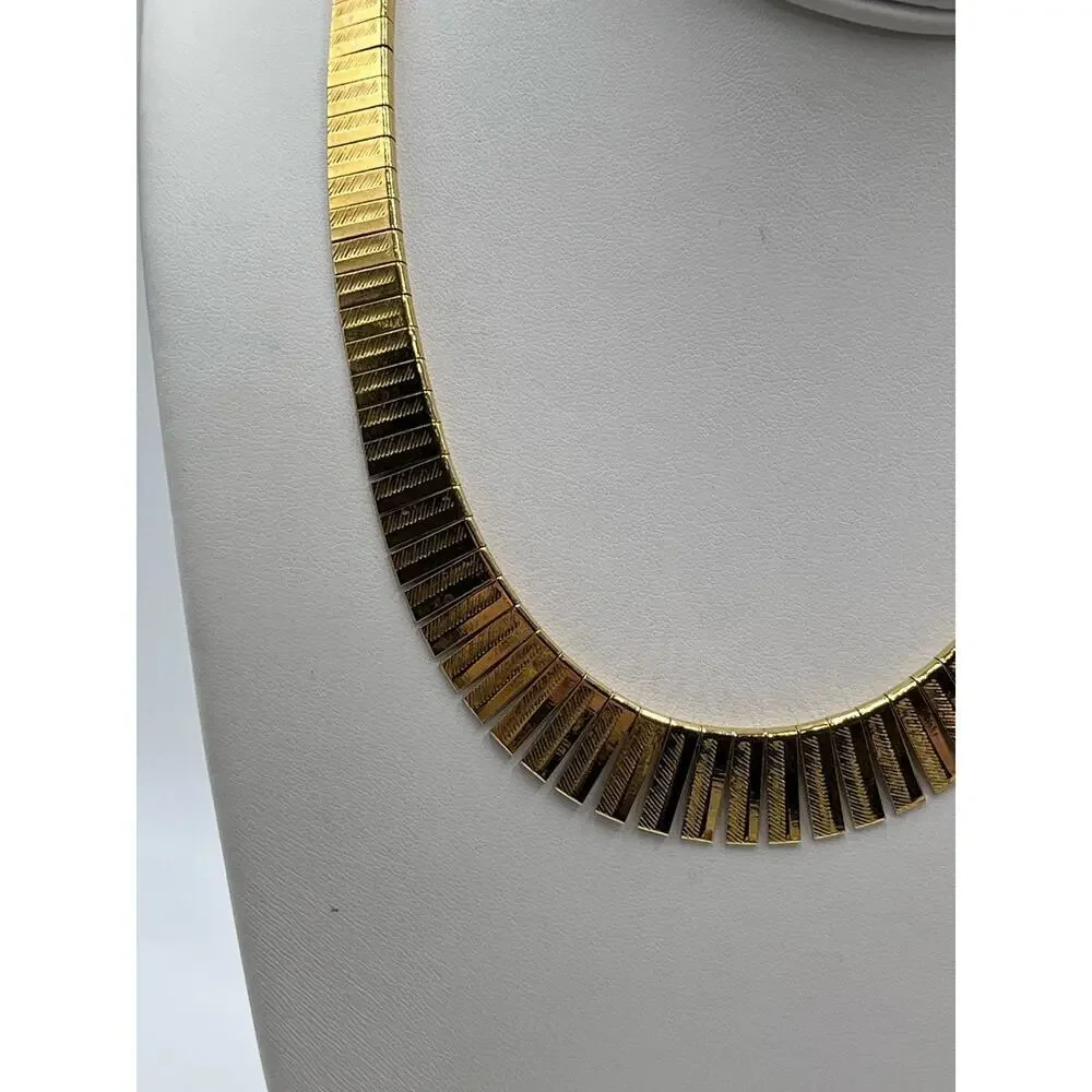 Napier Choker Gold Tone Egyptian Revival Tailored Signed VTG 80s Collar Necklace